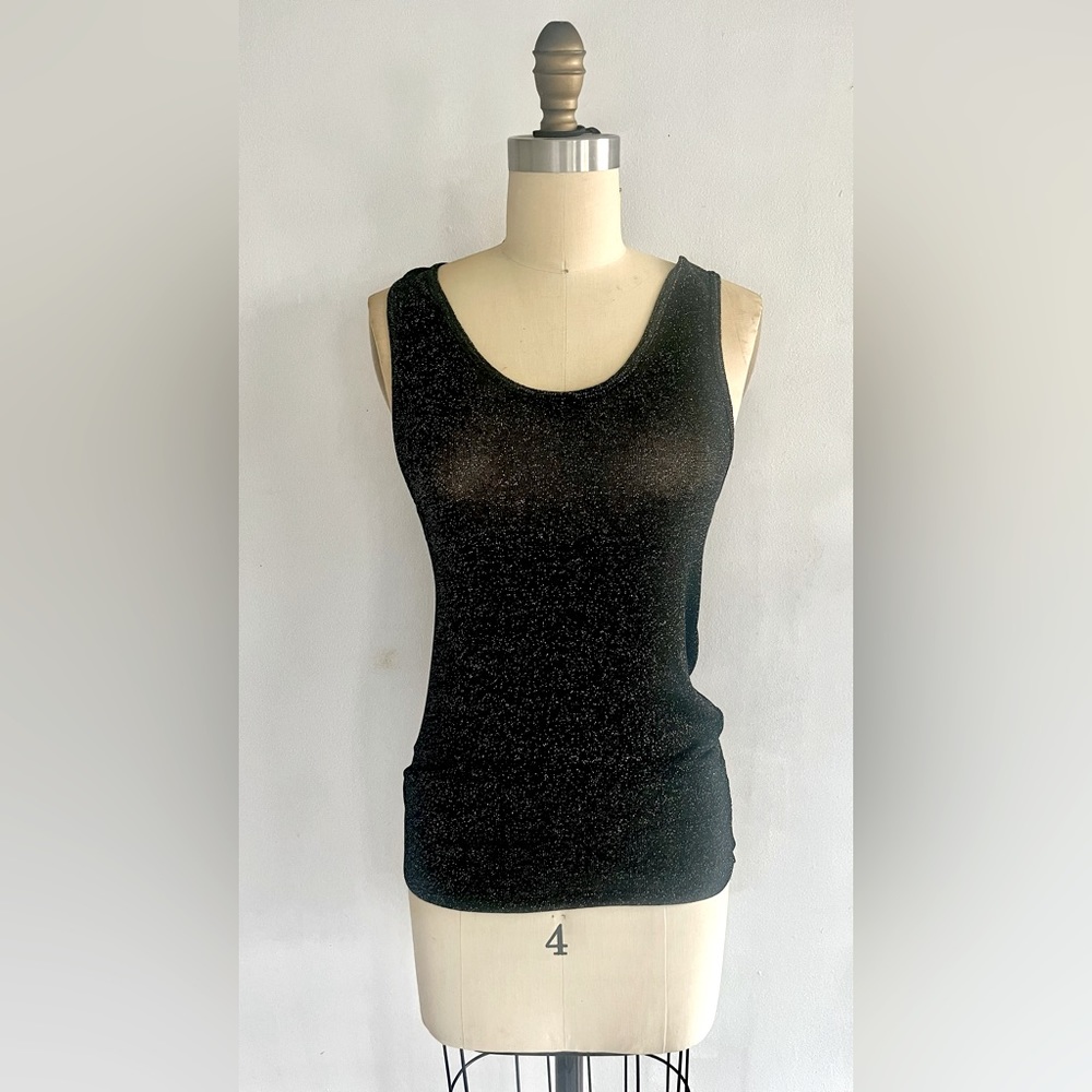 Saint Laurent Gold Filament  Semi Sheer Tank Top